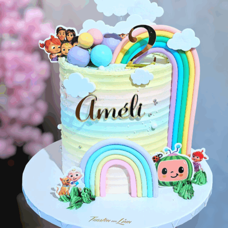 Cocomelon regenboog taart